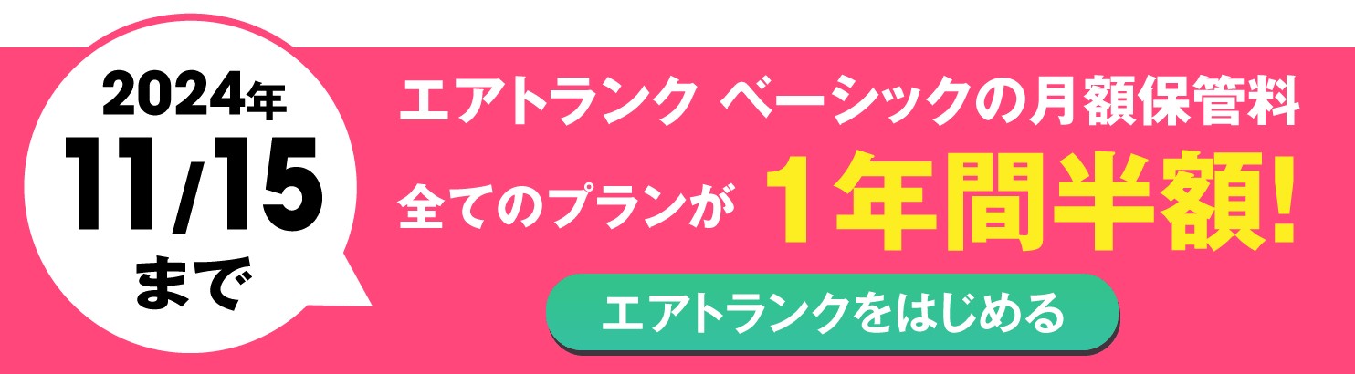 2024/11/15まで 月額保管料 1年間半額